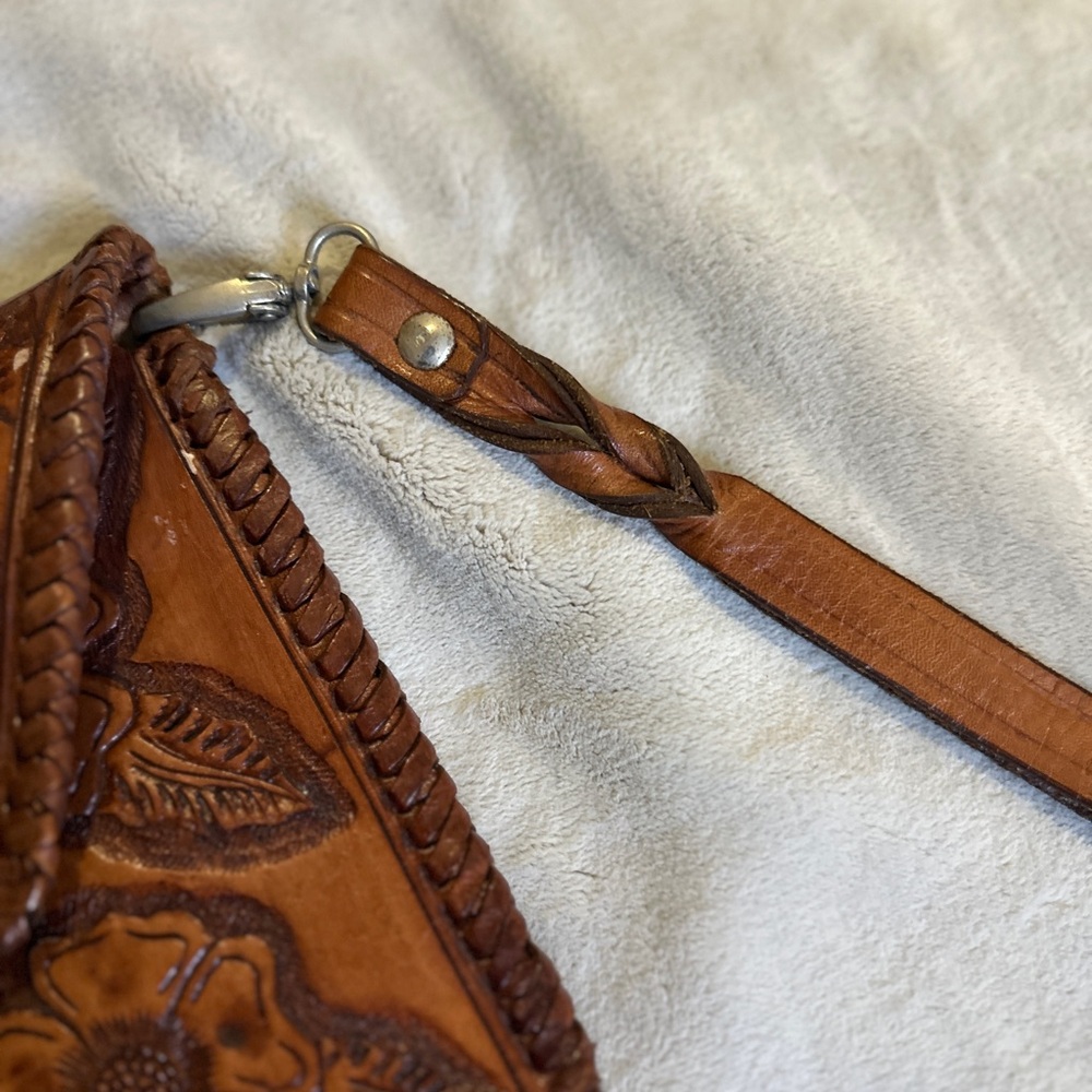 Floral Embossed Leather Clutch - Picture 5 of 8
